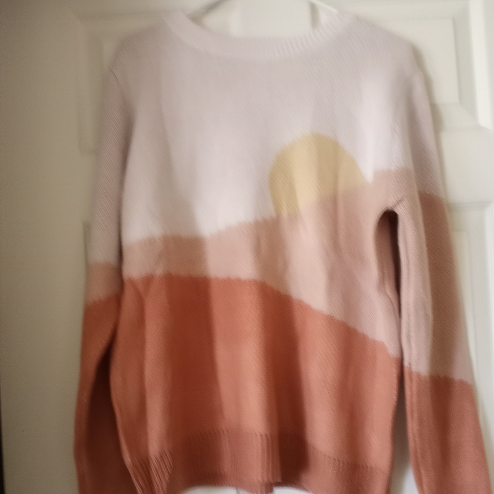 Miss Sparkle Womens Size XL Earth Tone Sunset Pullover Sweater.